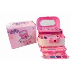 Dream Beauty Makeup Case Kids Pink Cosmetic Set Pretend Play Carry Case w/Mirror
